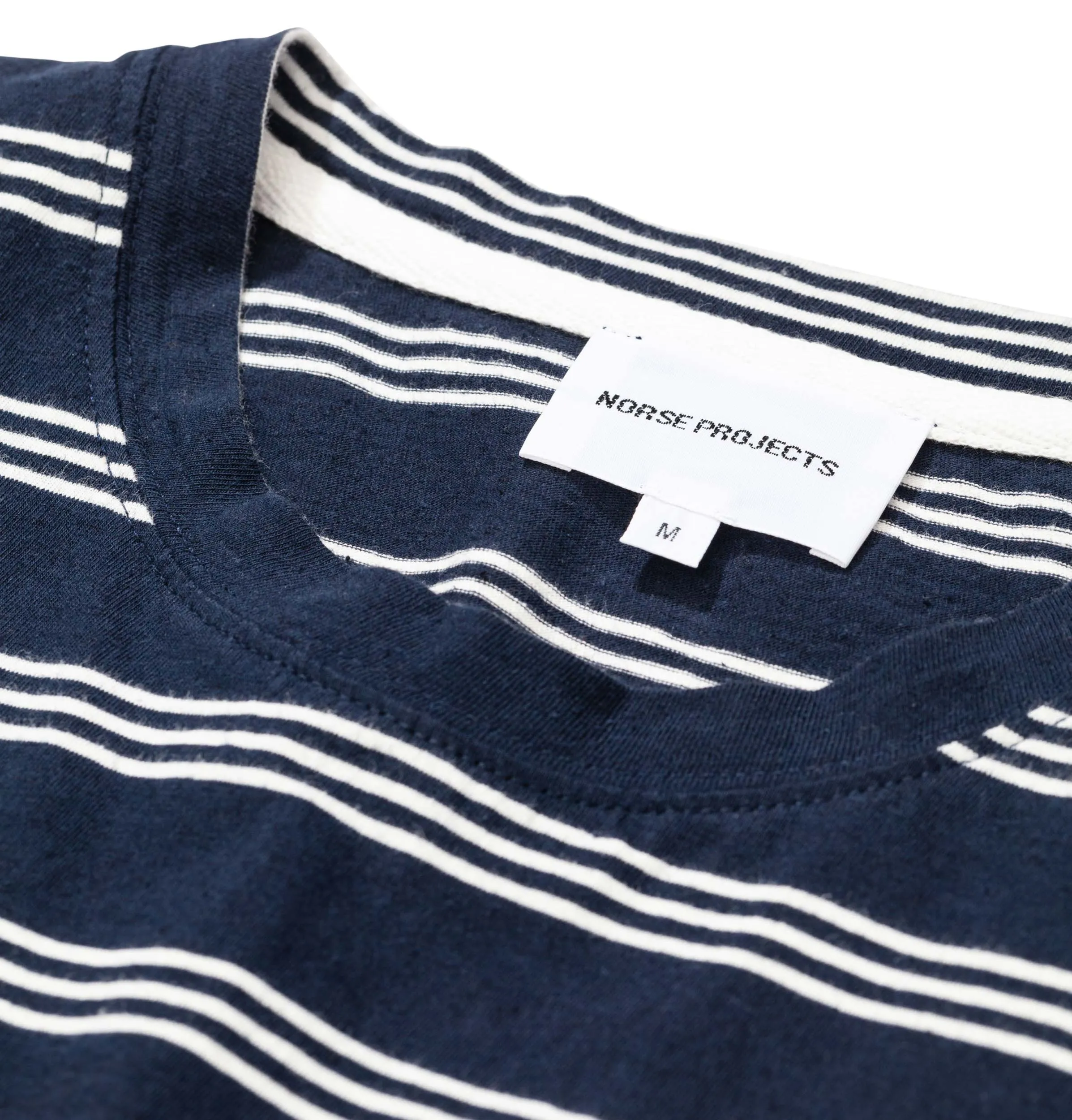 Norse Projects Johannes Cotton Linen Stripe T-Shirt – Dark Navy