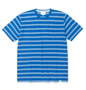 Norse Projects Johannes Cotton Linen Stripe T-Shirt – Mediterranean Blue