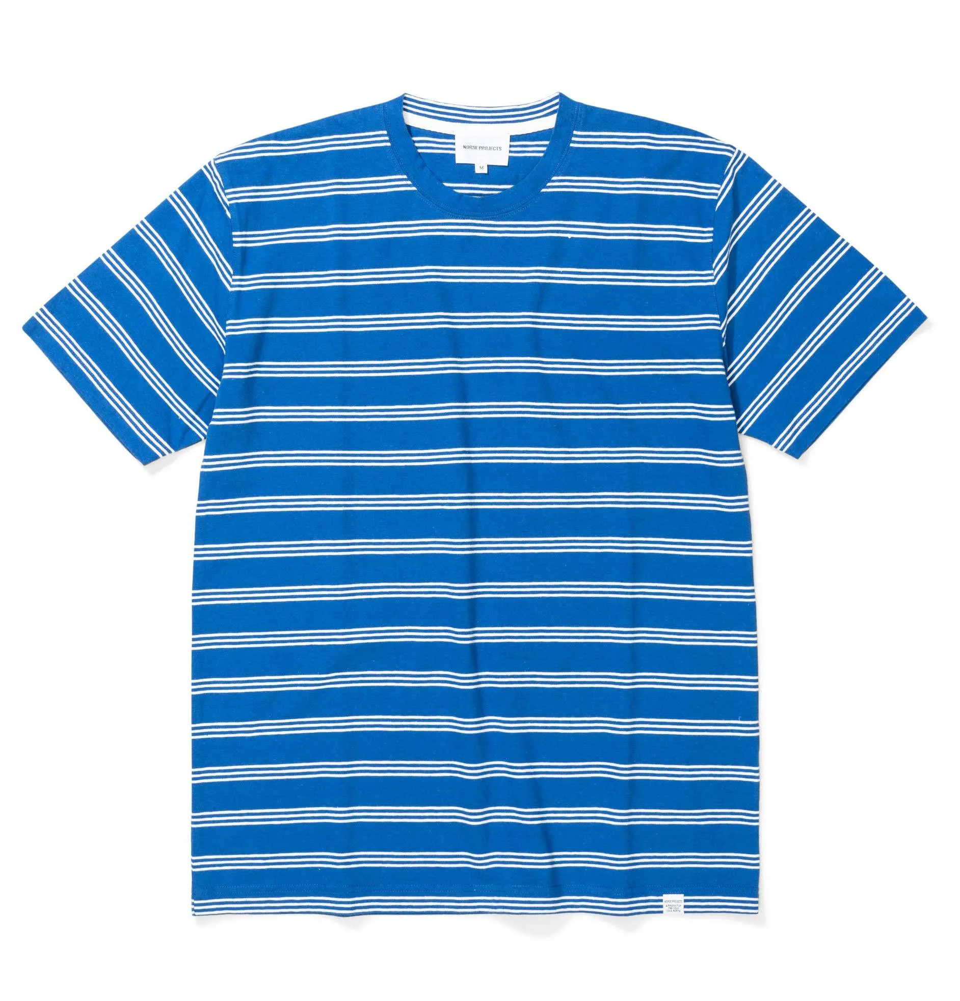 Norse Projects Johannes Cotton Linen Stripe T-Shirt – Mediterranean Blue