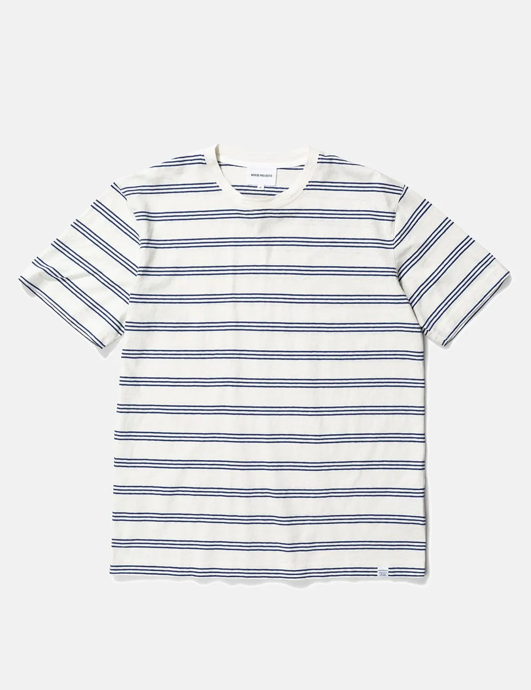 Norse Projects Johannes Cotton Linen Stripe T-Shirt - Twilight Blue