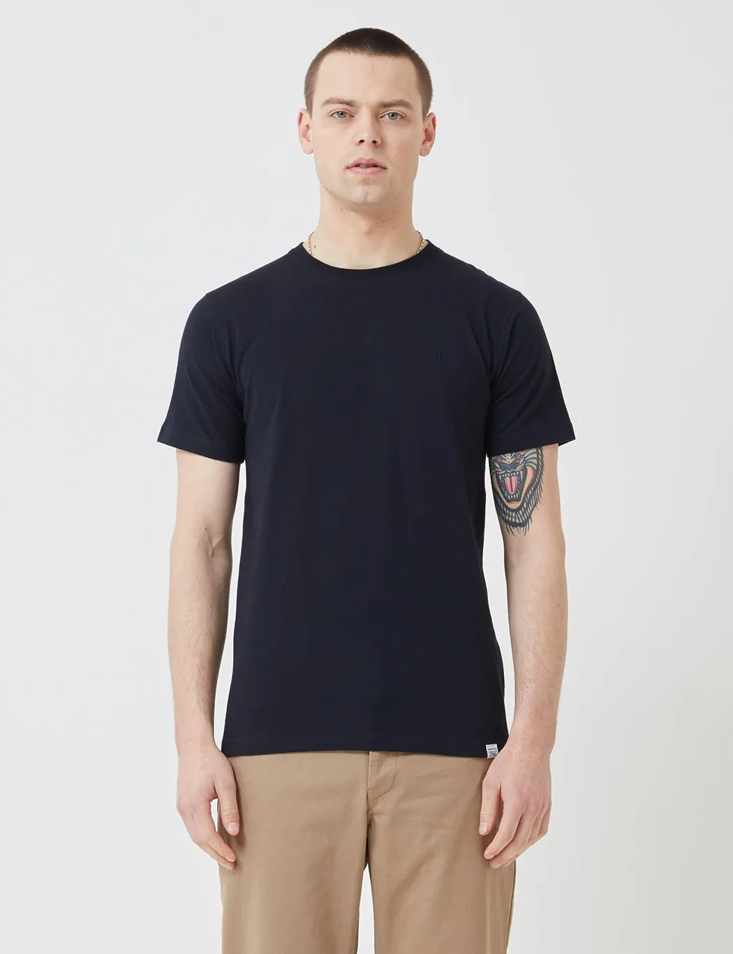Norse Projects Niels Standard Logo Patch T-Shirt - Dark Navy Blue