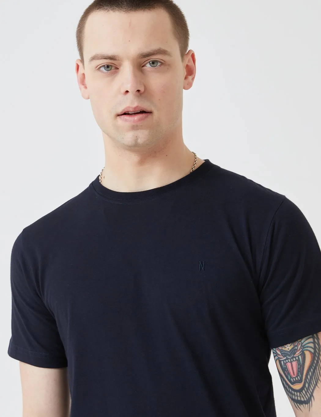 Norse Projects Niels Standard Logo Patch T-Shirt - Dark Navy Blue