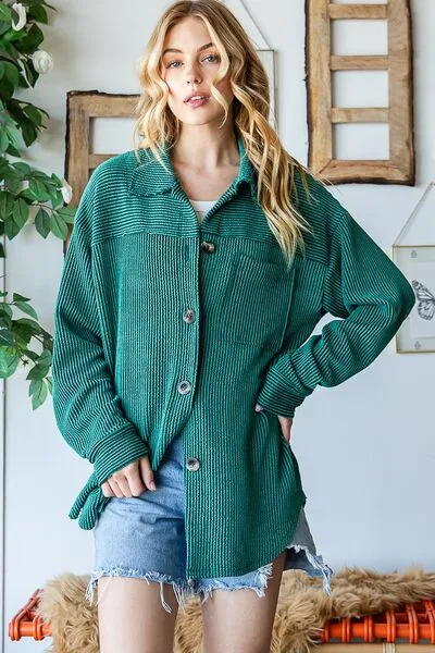 ONLINE EXCLUSIVE Reborn J Striped Button Up Long Sleeve Shacket