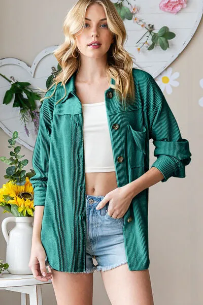 ONLINE EXCLUSIVE Reborn J Striped Button Up Long Sleeve Shacket