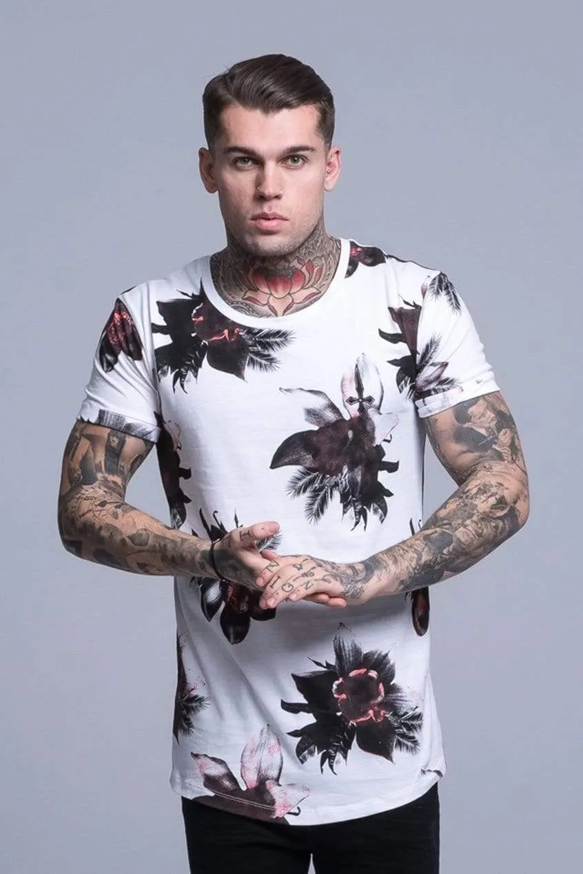 Orchid Print Men's T-Shirt - White