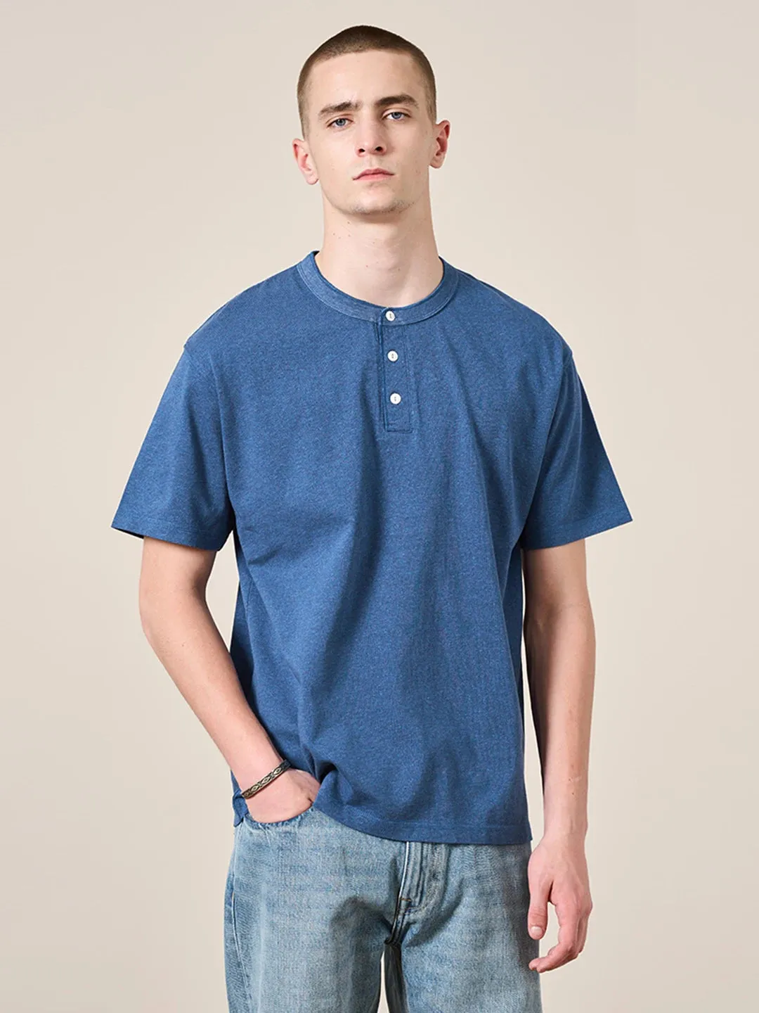 Oversize Henry Collar Retro T-shirts - 100% Cotton - High Quality Tee