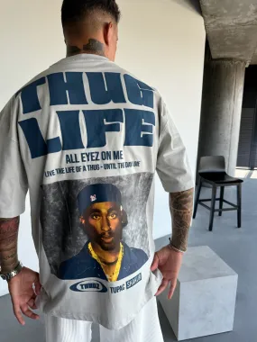 Oversize Thug Life T-Shirt - Asparagus