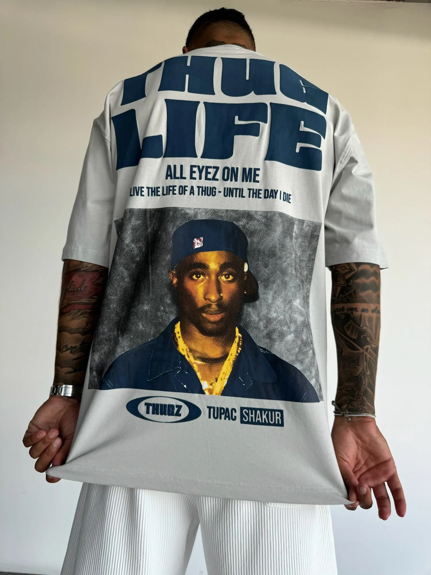 Oversize Thug Life T-Shirt - Asparagus