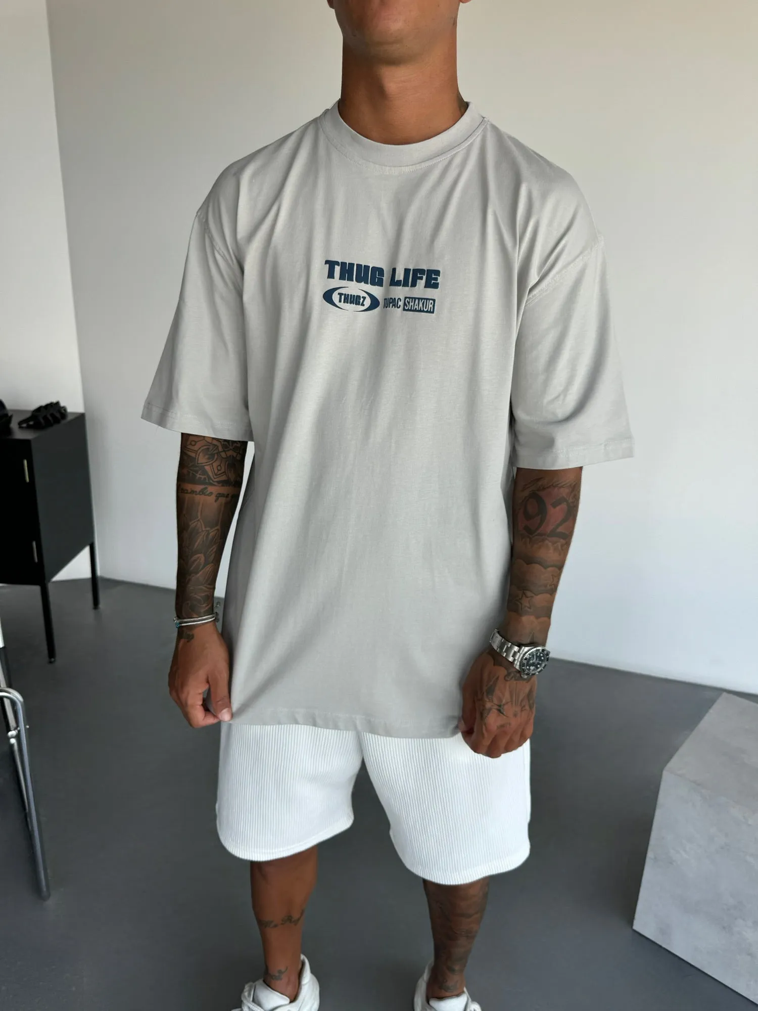 Oversize Thug Life T-Shirt - Asparagus