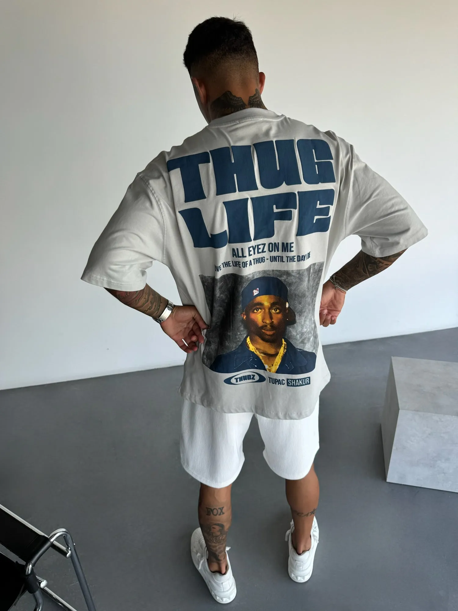 Oversize Thug Life T-Shirt - Asparagus