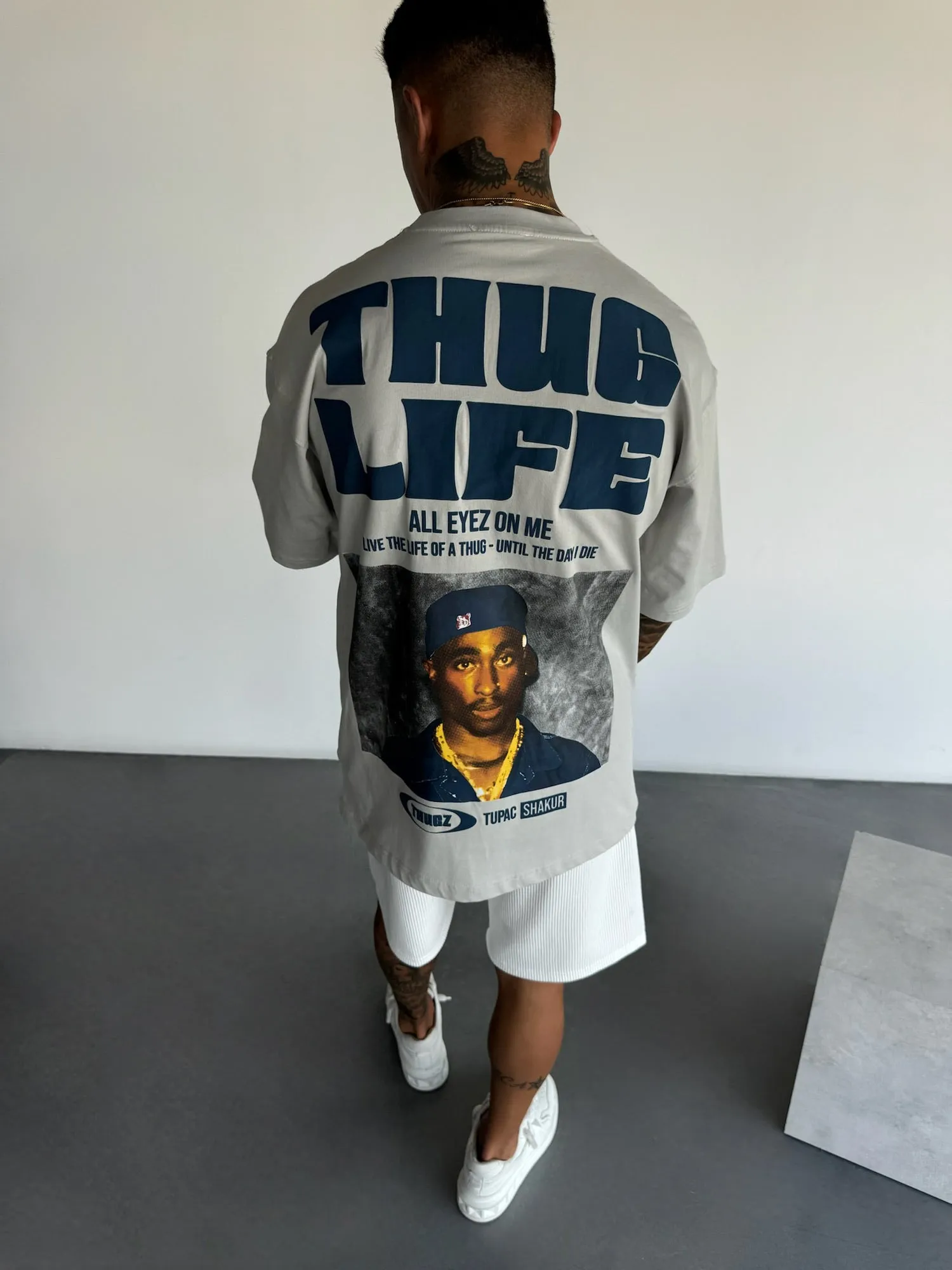 Oversize Thug Life T-Shirt - Asparagus