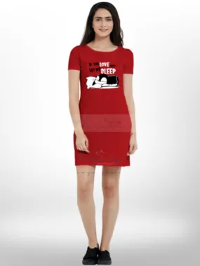 Penguin Sleep all Day Printed Long T-shirt For Women's