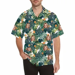 Personalized Hawaiian Shirt For Men Custom Tropical Floral Shirt with Face for Summer Beach Party Aloha Shirts