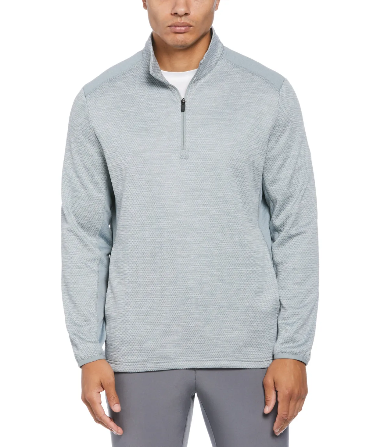 PGA TOUR Mens Two Tone Space Dyed Quarter Zip Sweater Quarry Heather Grey Medium