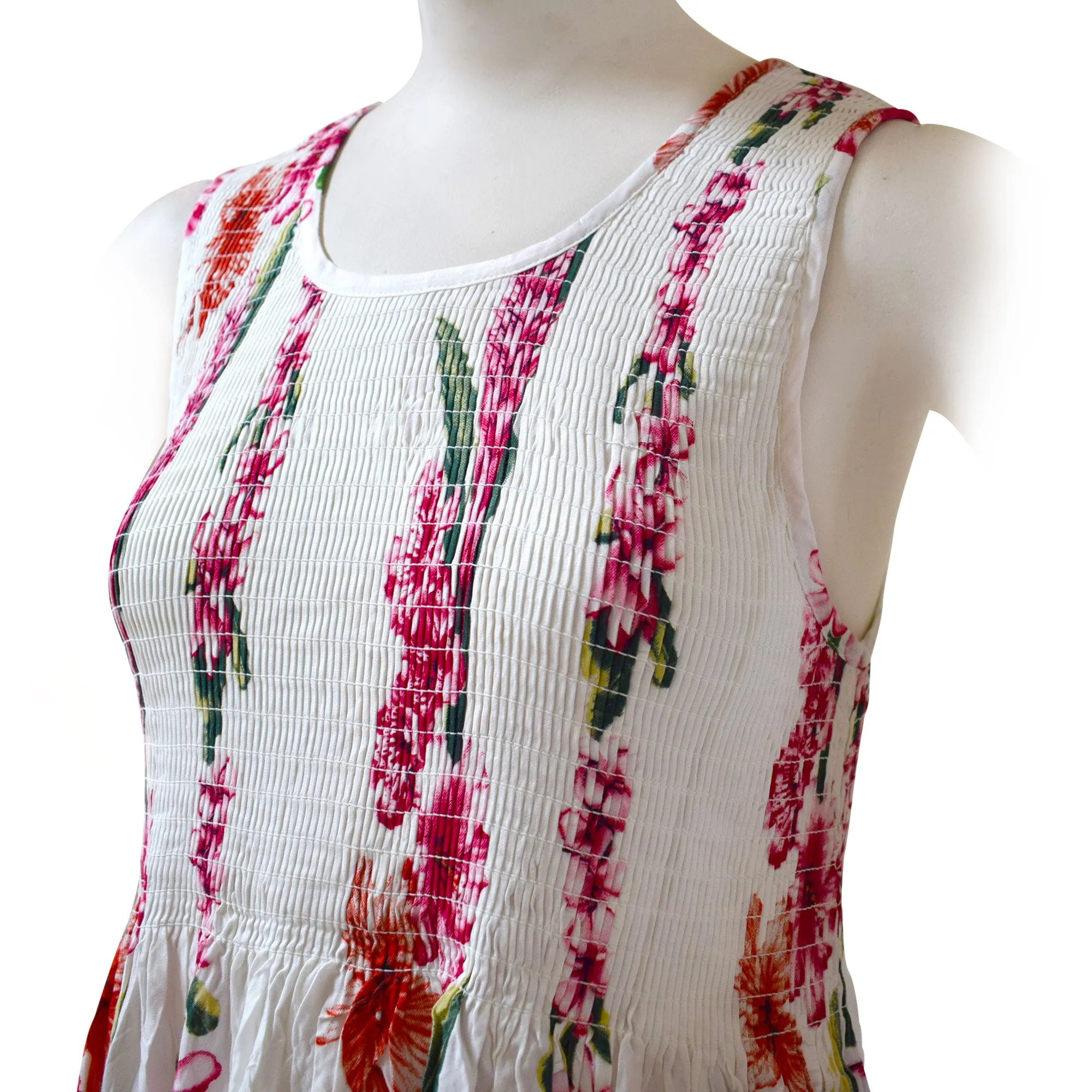 Plumeria Panel Women Short Elastic Tank Dress