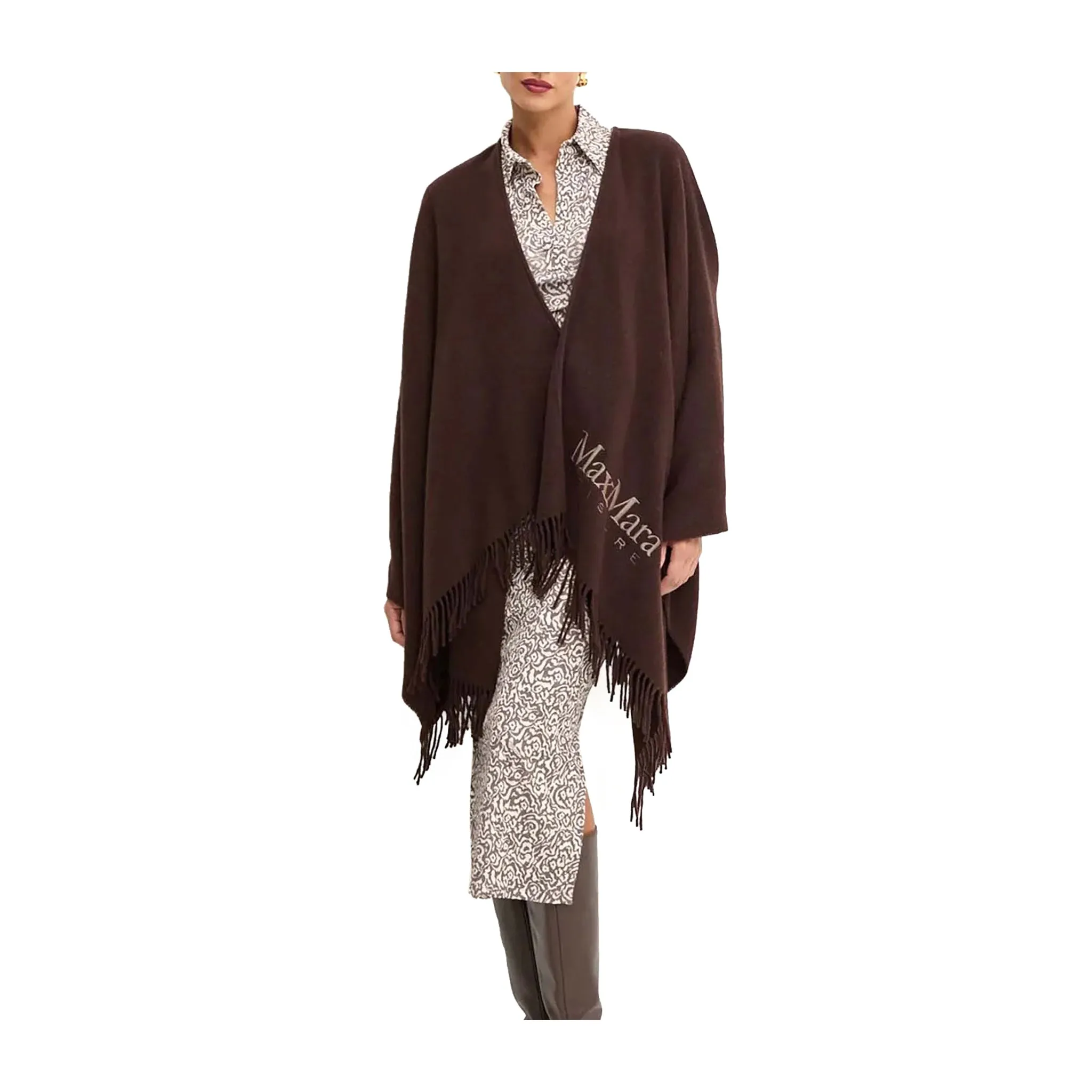 Poncho Donna Marrone ampio con fusciacca