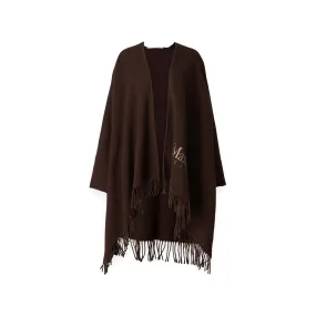 Poncho Donna Marrone ampio con fusciacca