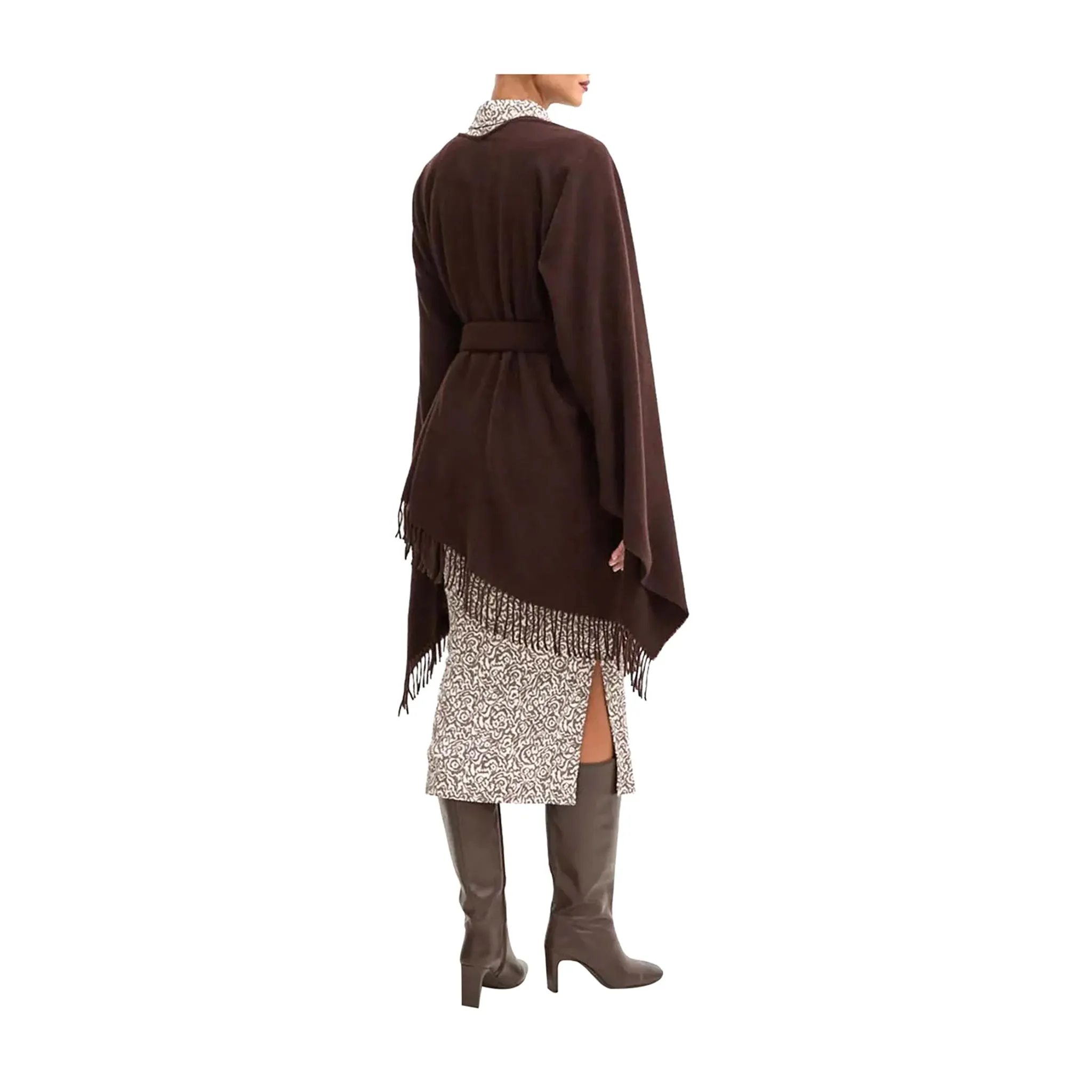Poncho Donna Marrone ampio con fusciacca