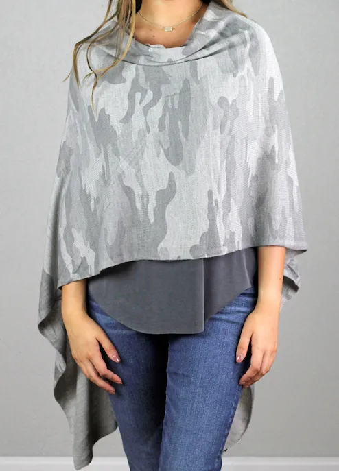 Poncho Foulard Tribal "Gris"