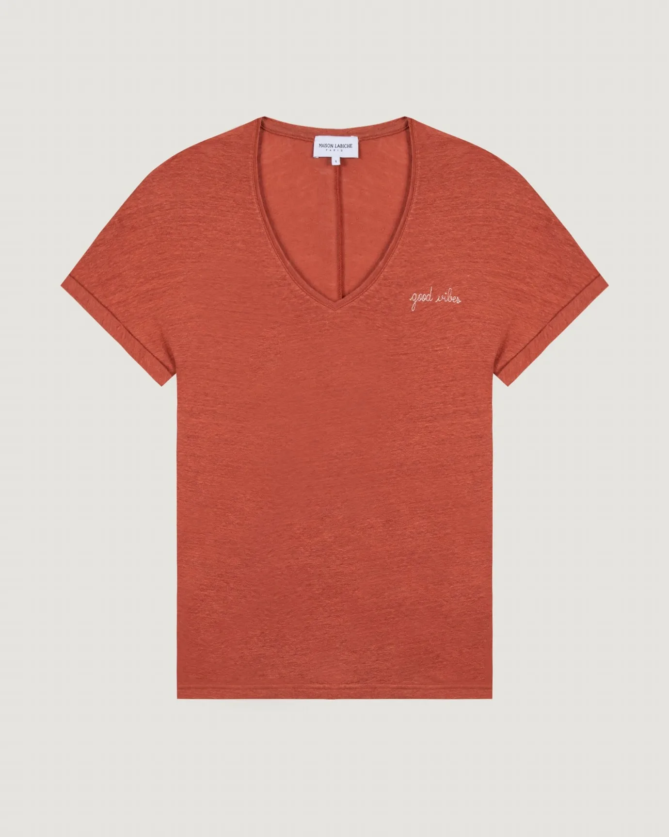 "Good Vibes" linen chateau t-shirt