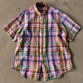 Ralph Lauren リネン チェック 半袖 ボタンダウンシャツ 240501 S2094