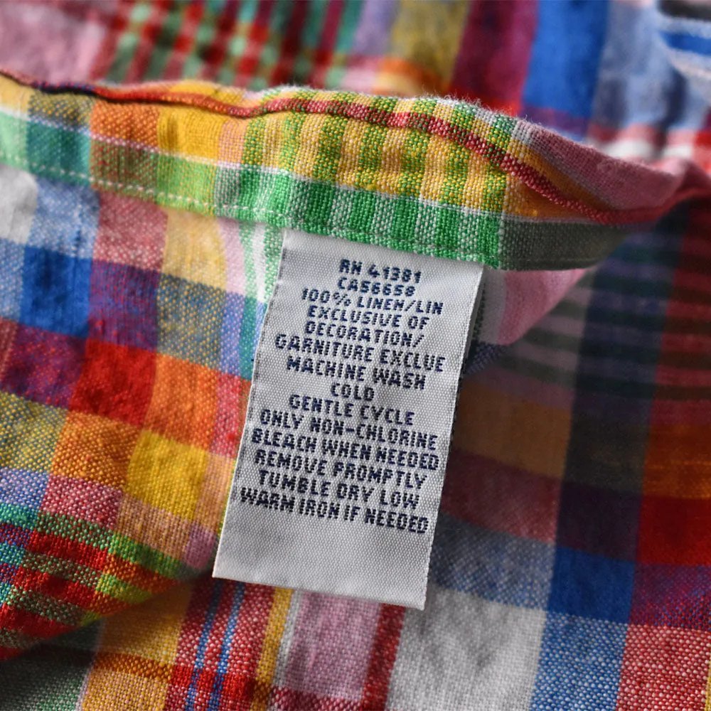 Ralph Lauren リネン チェック 半袖 ボタンダウンシャツ 240501 S2094