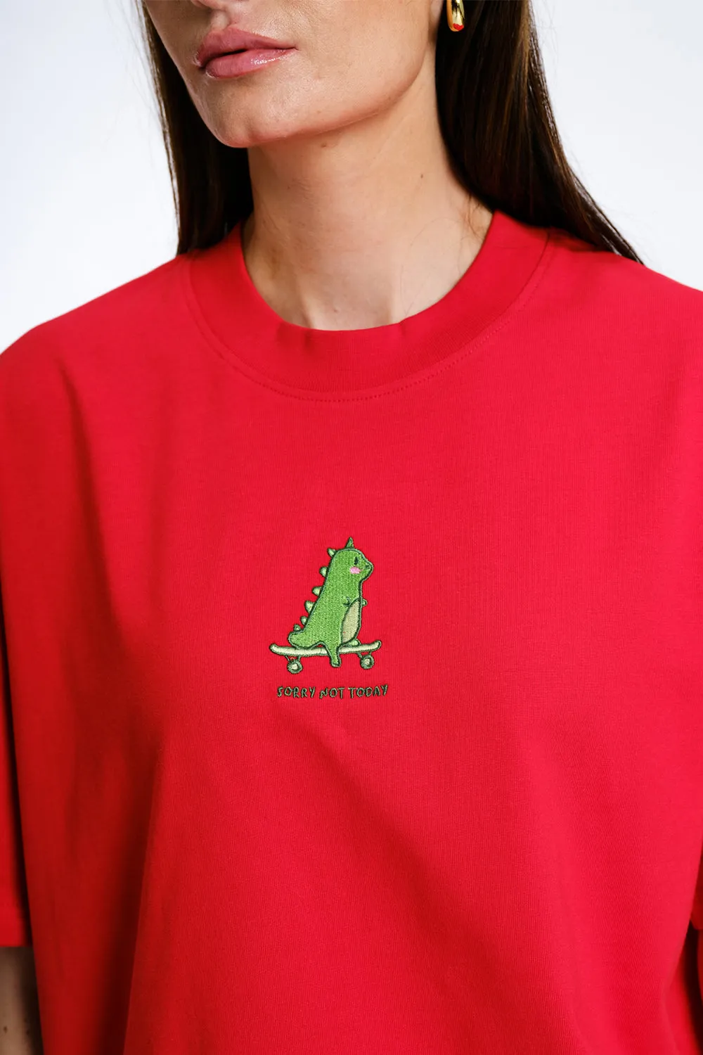 Red Sorry Not Today Oversized T-shirt