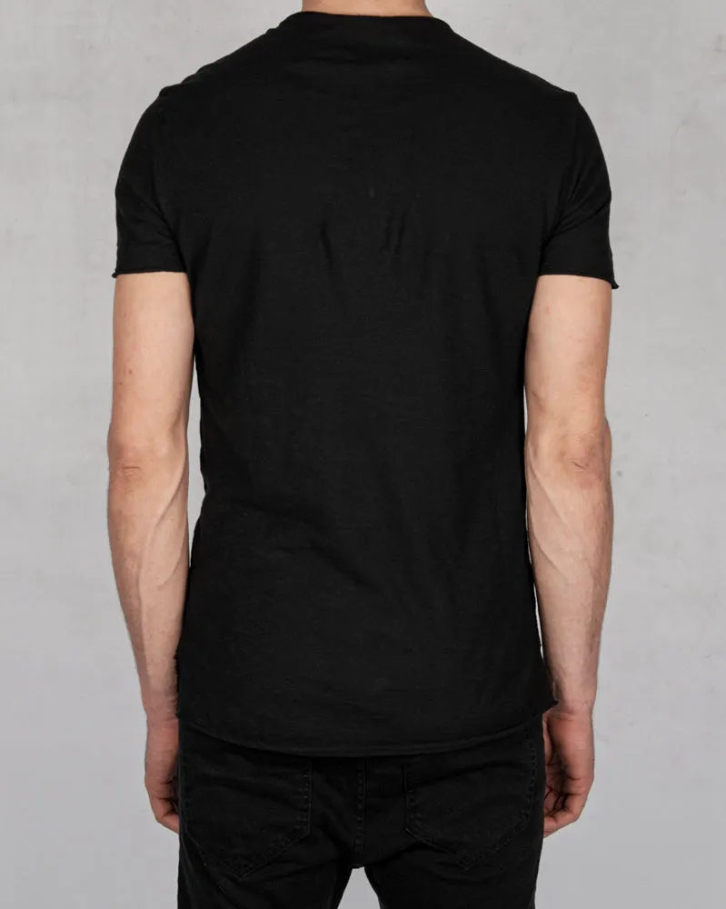 Regular fit linen cotton tshirt black