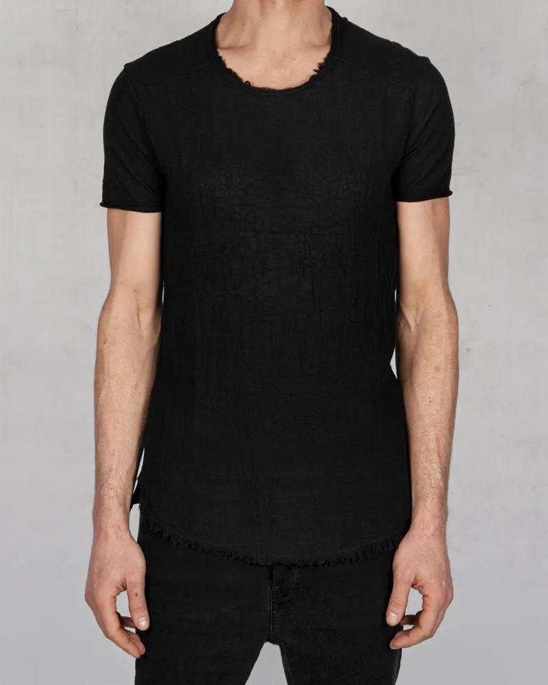 Regular fit linen cotton tshirt black