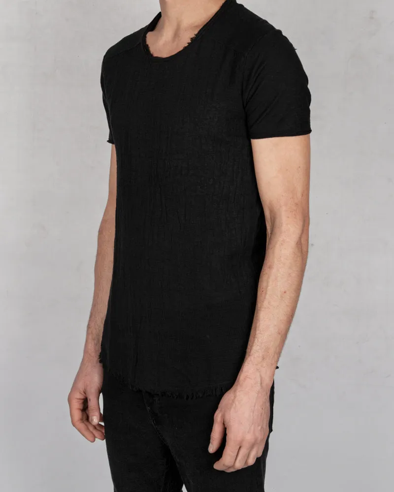 Regular fit linen cotton tshirt black