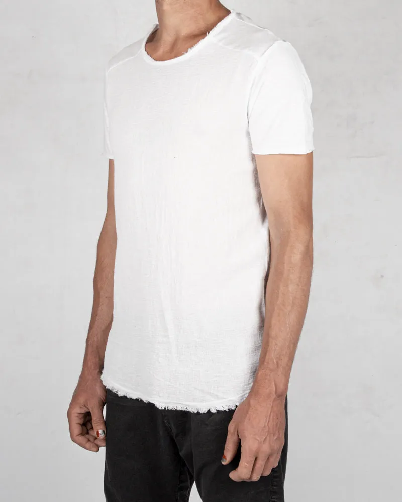 Regular fit linen cotton tshirt white