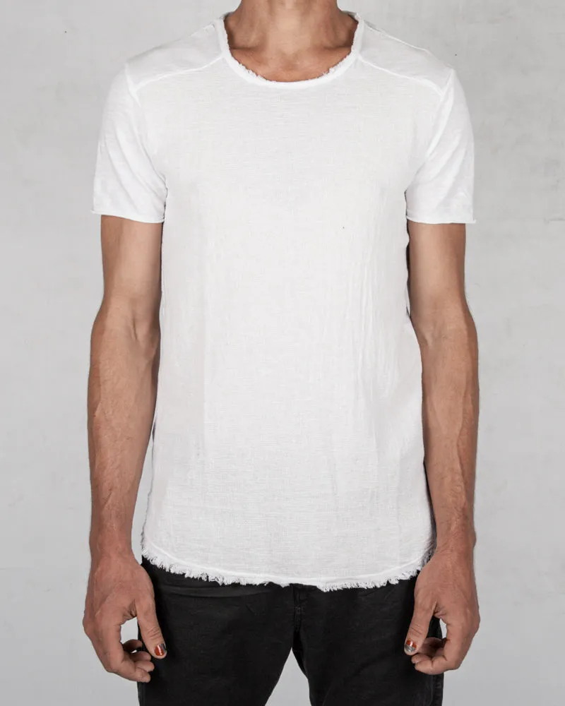 Regular fit linen cotton tshirt white
