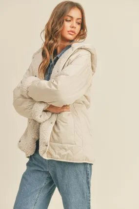 Reversible Beige Quilted Popcorn Jacket