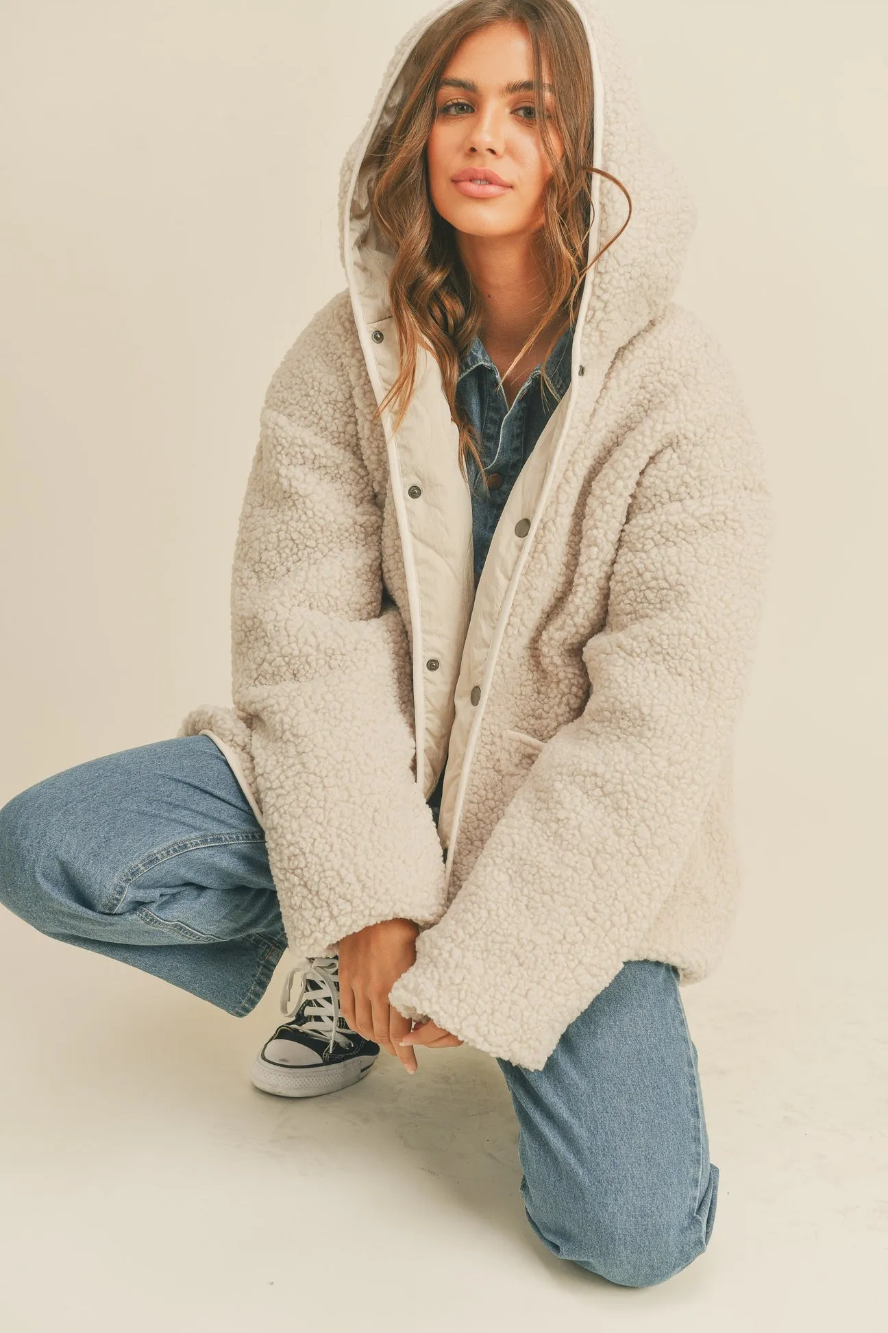 Reversible Beige Quilted Popcorn Jacket