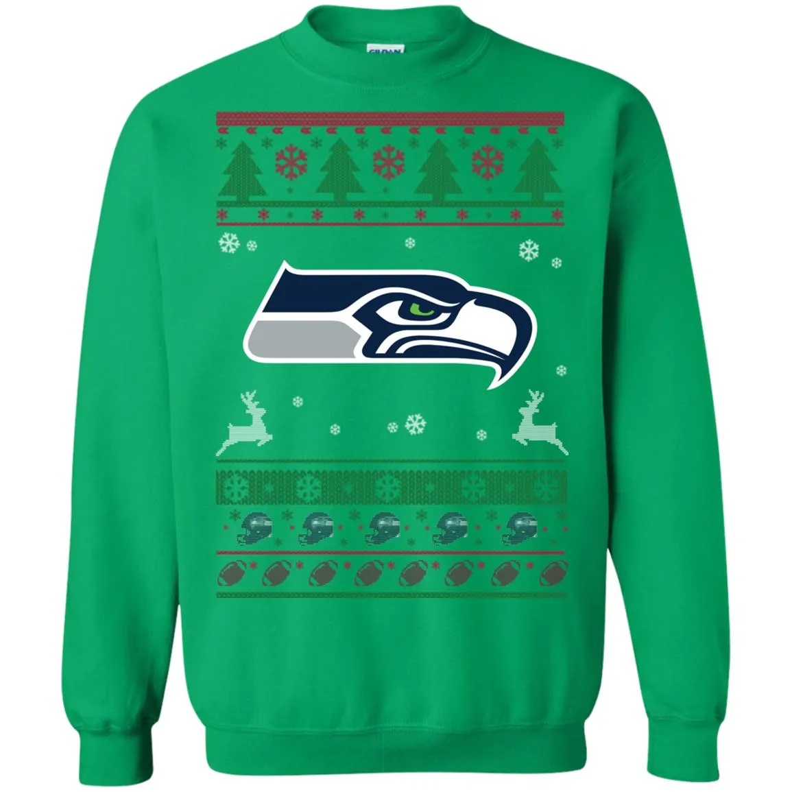 Seattle Seahawks Logo Football Teams Ugly Christmas Sweater Unisex Crewneck Pullover Sweatshirt
