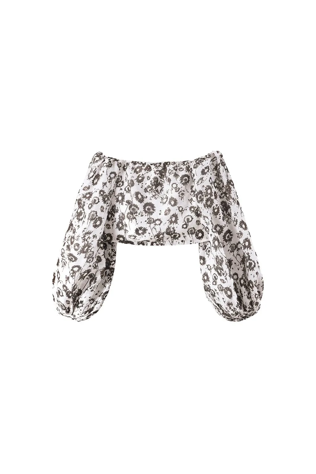 Silk Linen Blend Printed Sexy Off-Shoulder Shirt