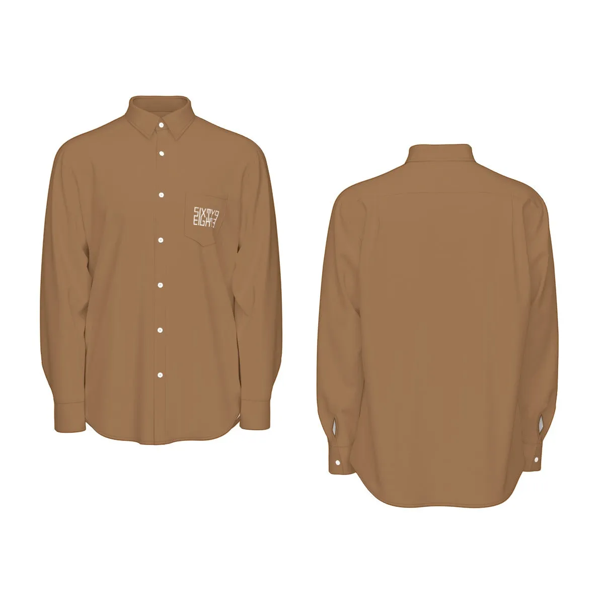 Sixty Eight 93 Logo White Chocolate Men's Cotton Long Sleeve Shirt