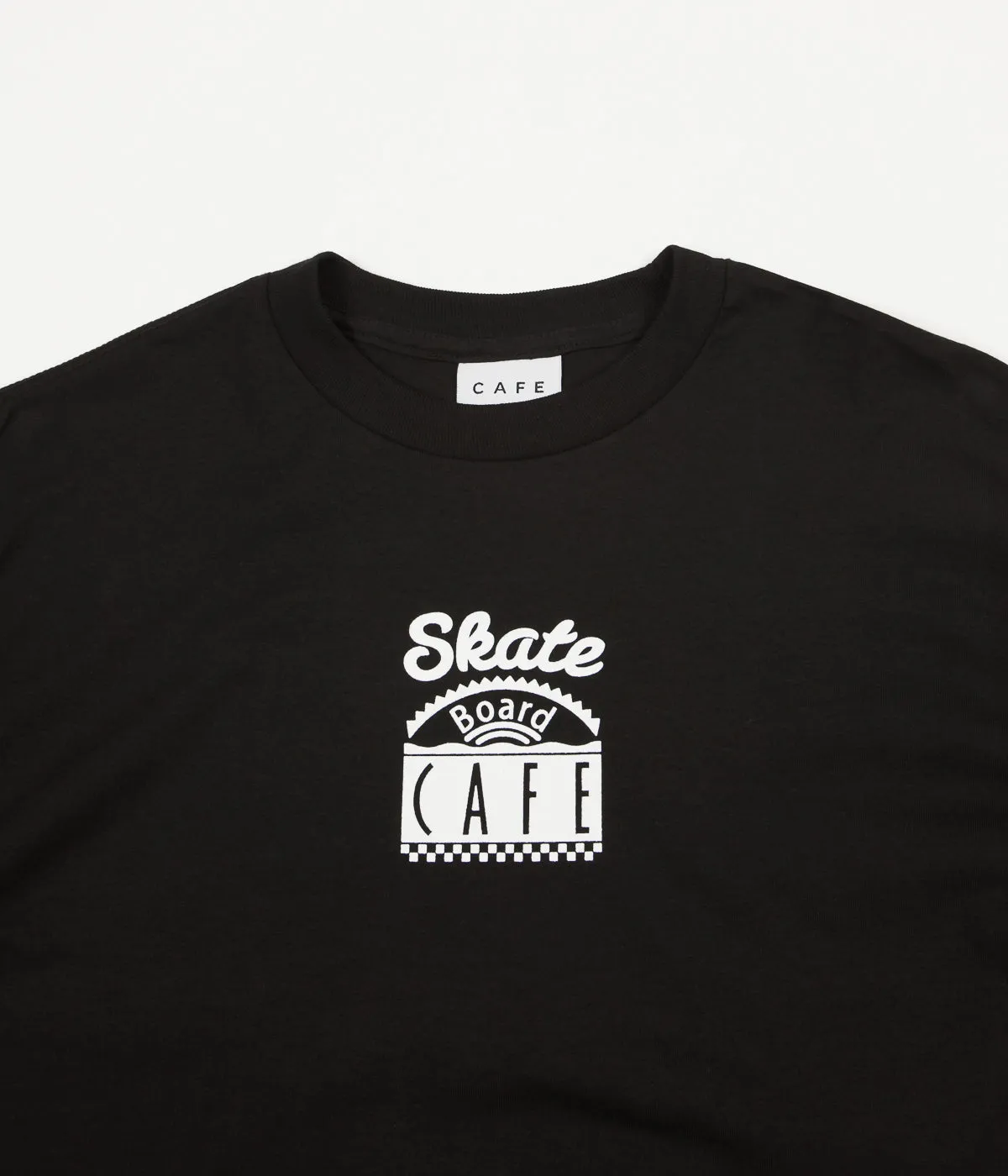 Skateboard Cafe Check Long Sleeve T-Shirt - Black / White