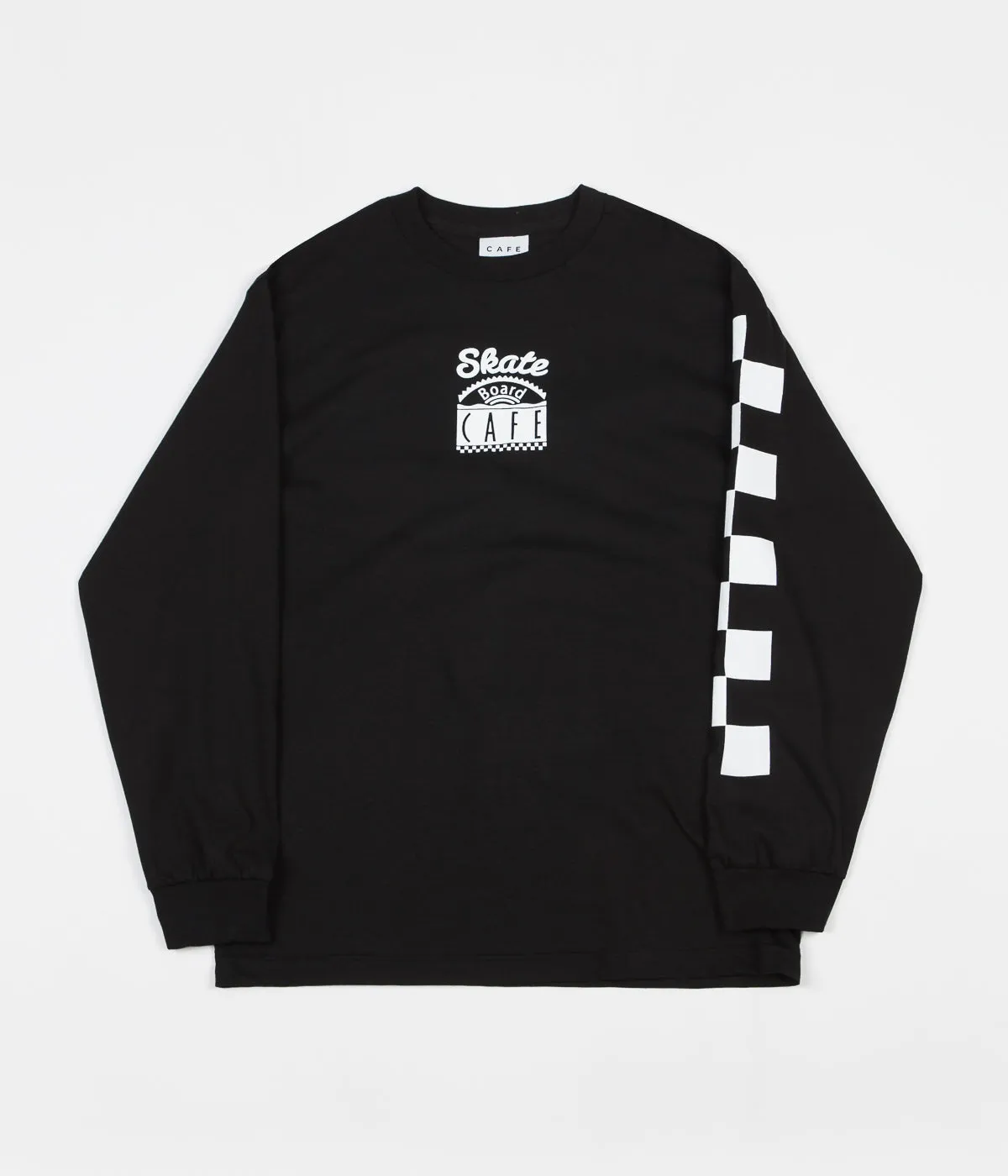 Skateboard Cafe Check Long Sleeve T-Shirt - Black / White