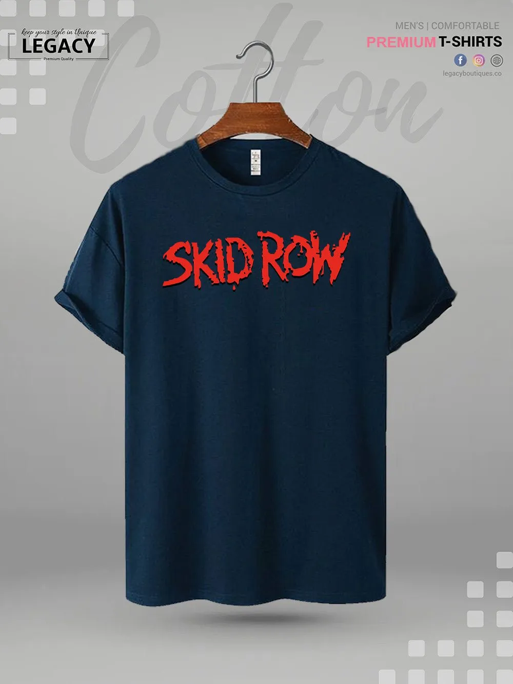 Skid Row Red Logo Black Printed Men's Premium Quality T-Shirt In Lowest Price