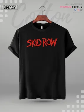 Skid Row Red Logo Black Printed Men's Premium Quality T-Shirt In Lowest Price