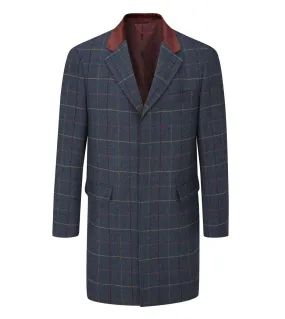 Skopes Men's Plus Size Wool Blend Tweed Overcoat In Navy Size Small To 4XL
