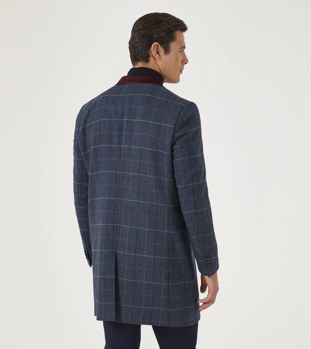 Skopes Men's Plus Size Wool Blend Tweed Overcoat In Navy Size Small To 4XL