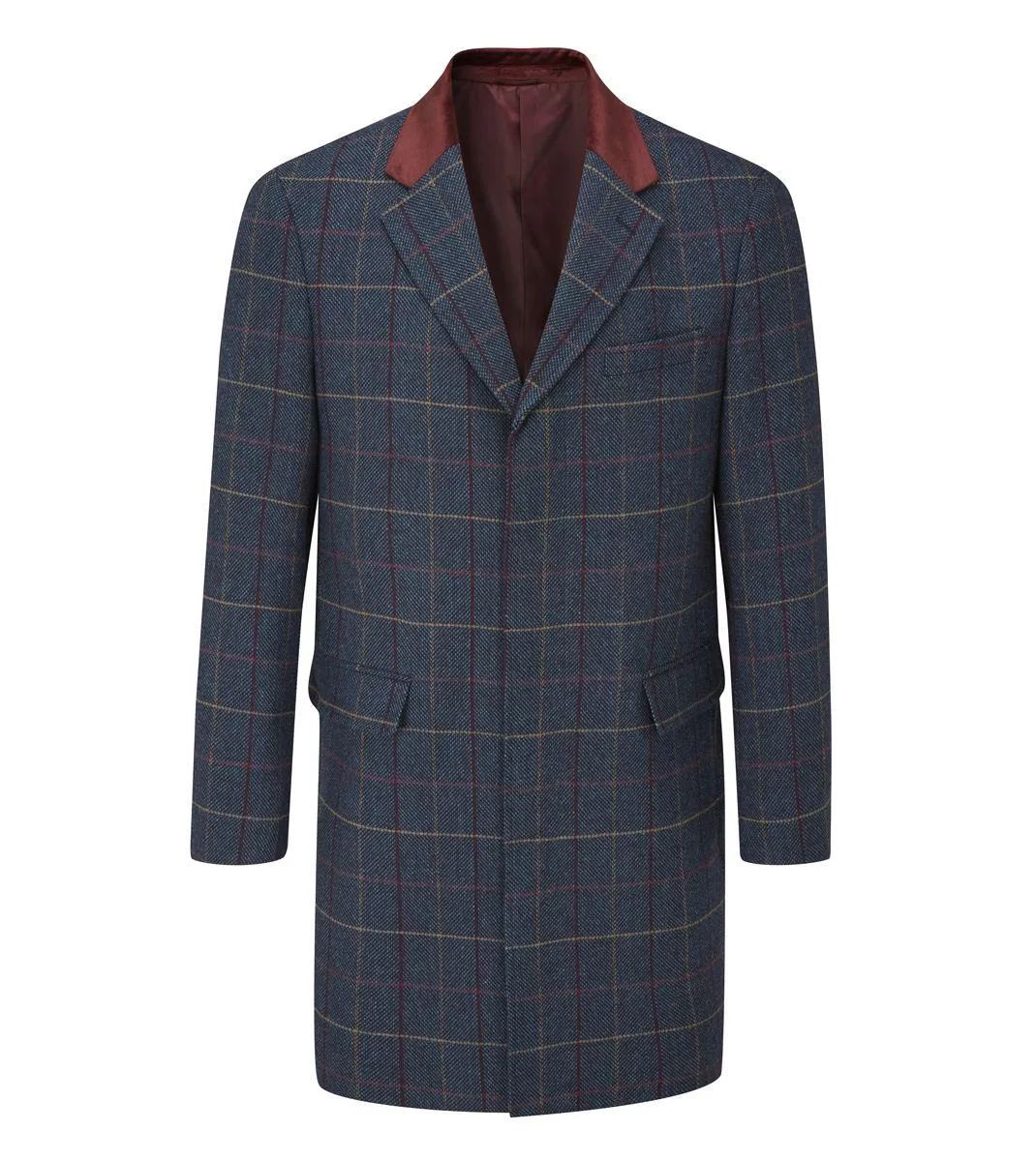 Skopes Men's Plus Size Wool Blend Tweed Overcoat In Navy Size Small To 4XL