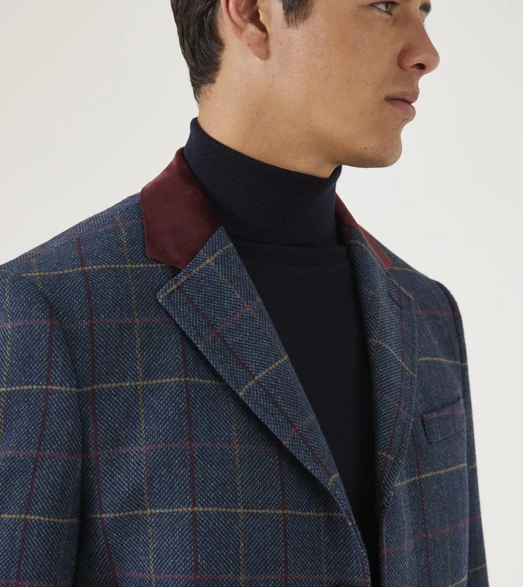 Skopes Men's Plus Size Wool Blend Tweed Overcoat In Navy Size Small To 4XL