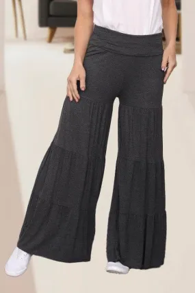 Solid Tiered Wide Leg Pants by EG Fashion