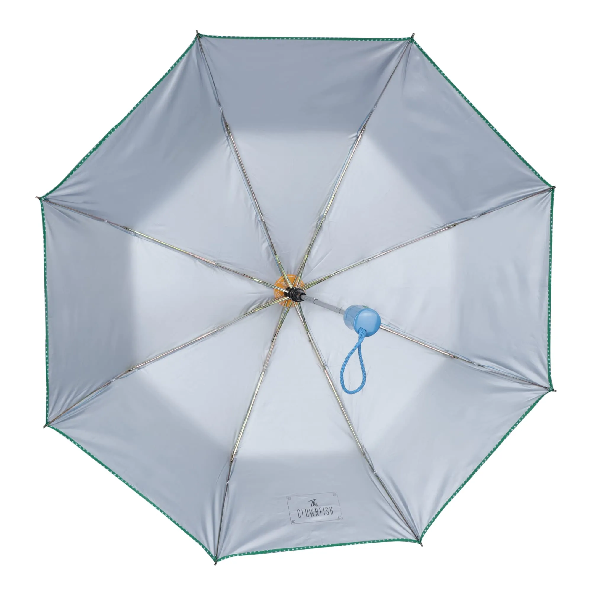 STRAUSS THE CLOWNFISH Umbrella Monochrome Series 3 Fold Auto Open Waterproof Water Repellent 190 T Polyester Double Coated Silver Lined Dotted Border Umbrellas For Men and Women (Skyblue)