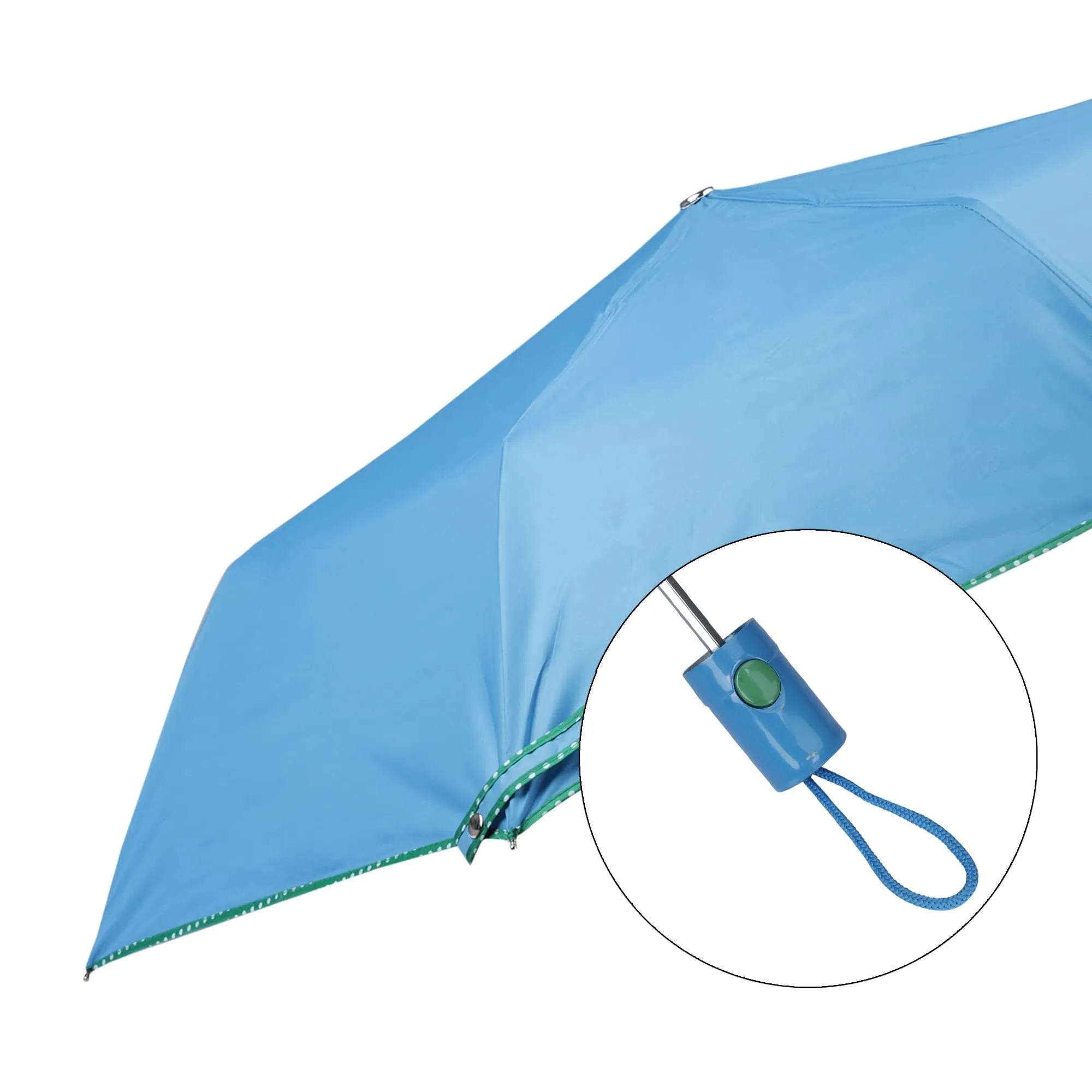 STRAUSS THE CLOWNFISH Umbrella Monochrome Series 3 Fold Auto Open Waterproof Water Repellent 190 T Polyester Double Coated Silver Lined Dotted Border Umbrellas For Men and Women (Skyblue)
