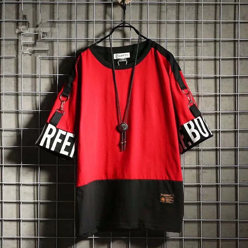 Summer Korean Hip Hop Tshirt Streetwear Tops Casual Oversized Zipper T-shirt Men&#39;s Clothing Cool Loose Punk Japan T Shirts Male