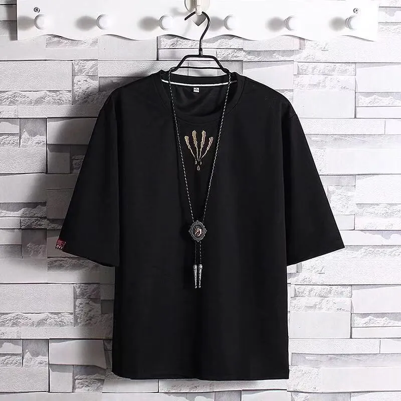 Summer Korean Hip Hop Tshirt Streetwear Tops Casual Oversized Zipper T-shirt Men&#39;s Clothing Cool Loose Punk Japan T Shirts Male
